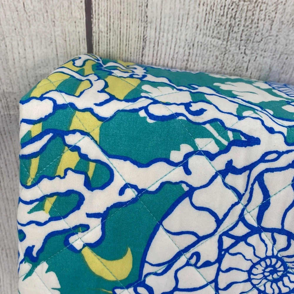 Sun and Sea Quilt Set Full Queen Teal Blue Coastal Marine Life Beach Tropical